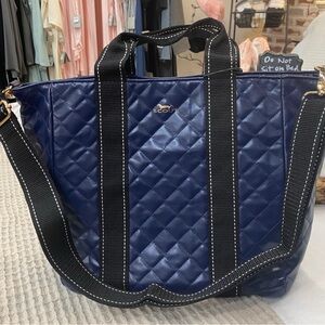 Scout Quilted Tote in Navy and Black